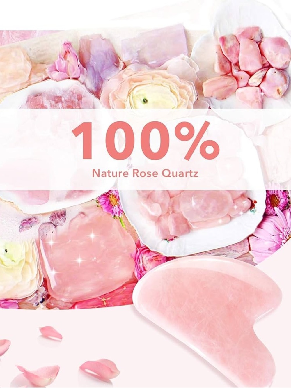 Rose Quartz Facial Roller and Gua Sha Facial Tool Set - Picture 3 of 5